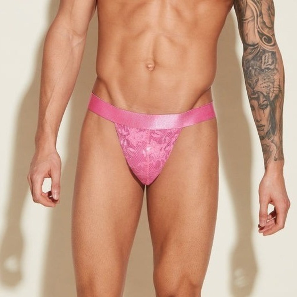 Cosabella Luxury Italian Men's Pink Lace Jock‎ Strap Designer Underwear Size M